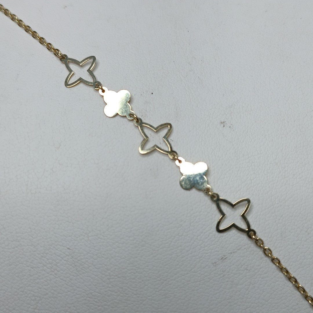 PULSERA TEJIDO ESP CON TREBOL 14K 18 CM 1.6 GR (NUEVO)