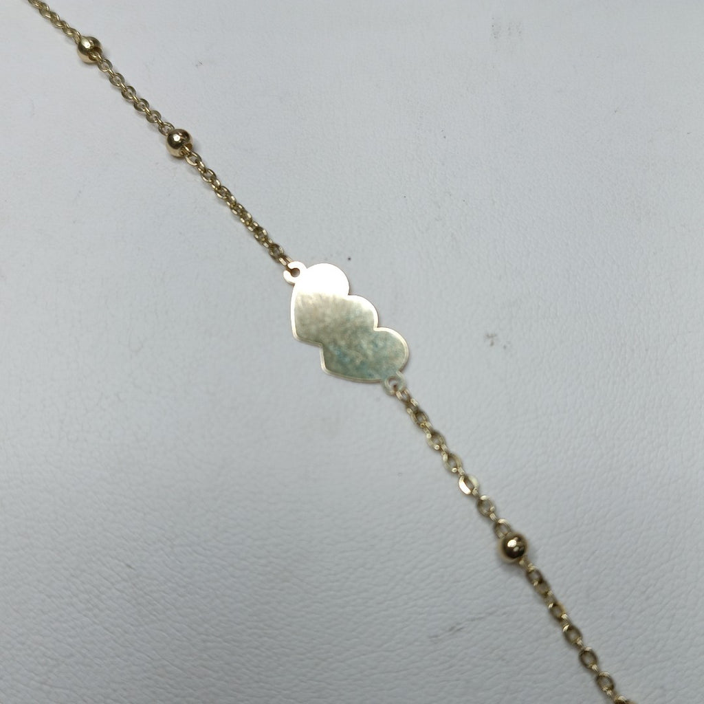 PULSERA TEJIDO ESPECIAL CON DOS CORAZONES 14K 18 CM 1.7 GR (NUEVO)