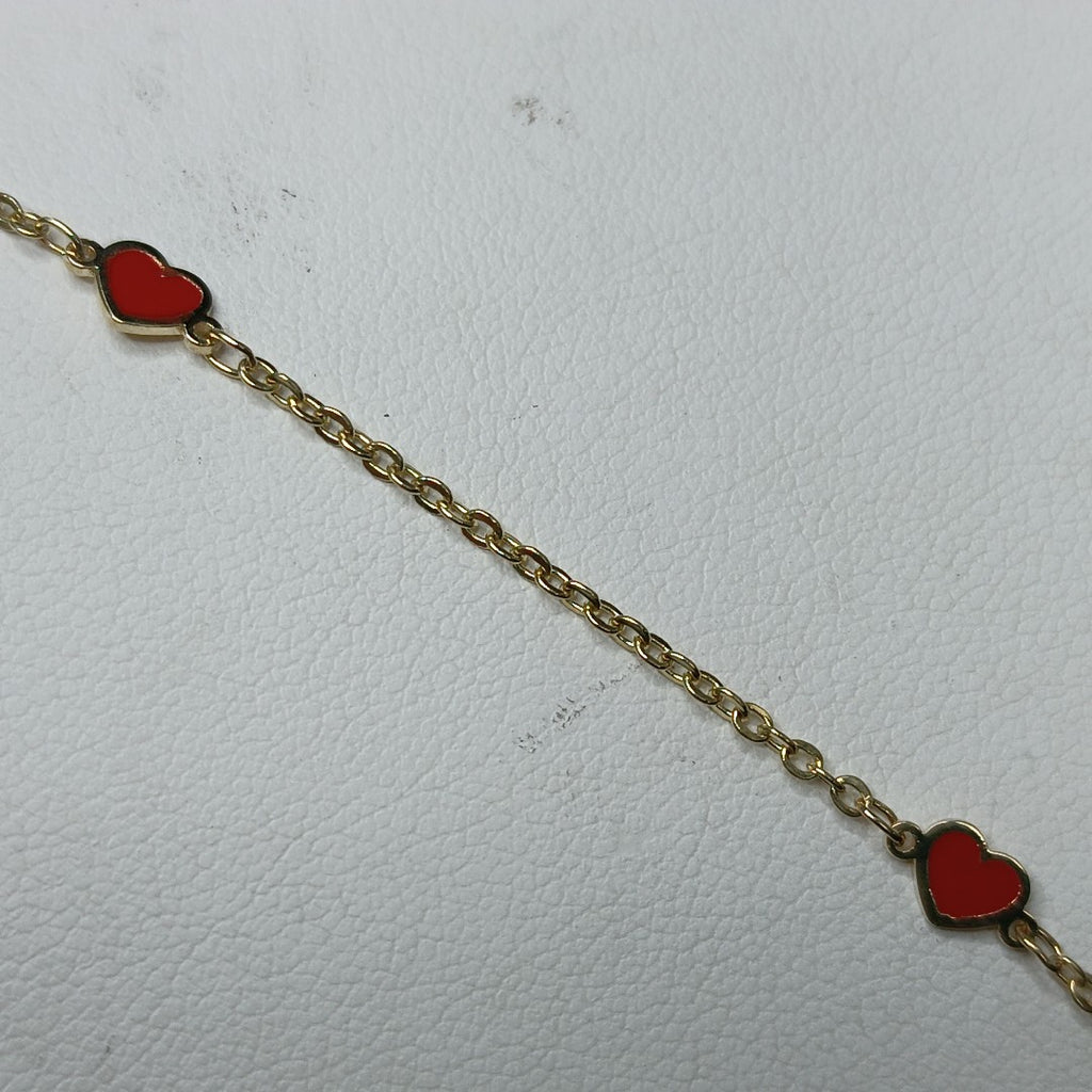PULSERA ESPECIAL CON CORAZONES 14K 18 CM 1.4 GR (NUEVO)