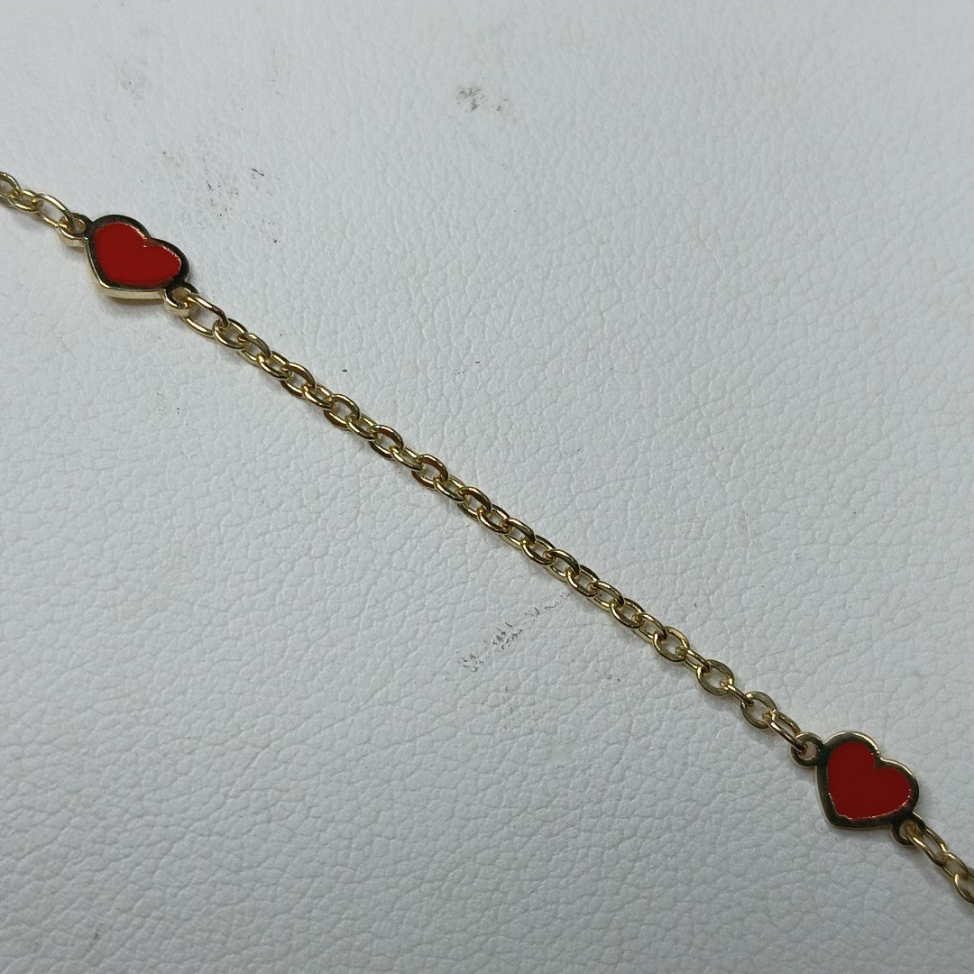 PULSERA ESPECIAL CON CORAZONES 14K 18 CM 1.4 GR (NUEVO)