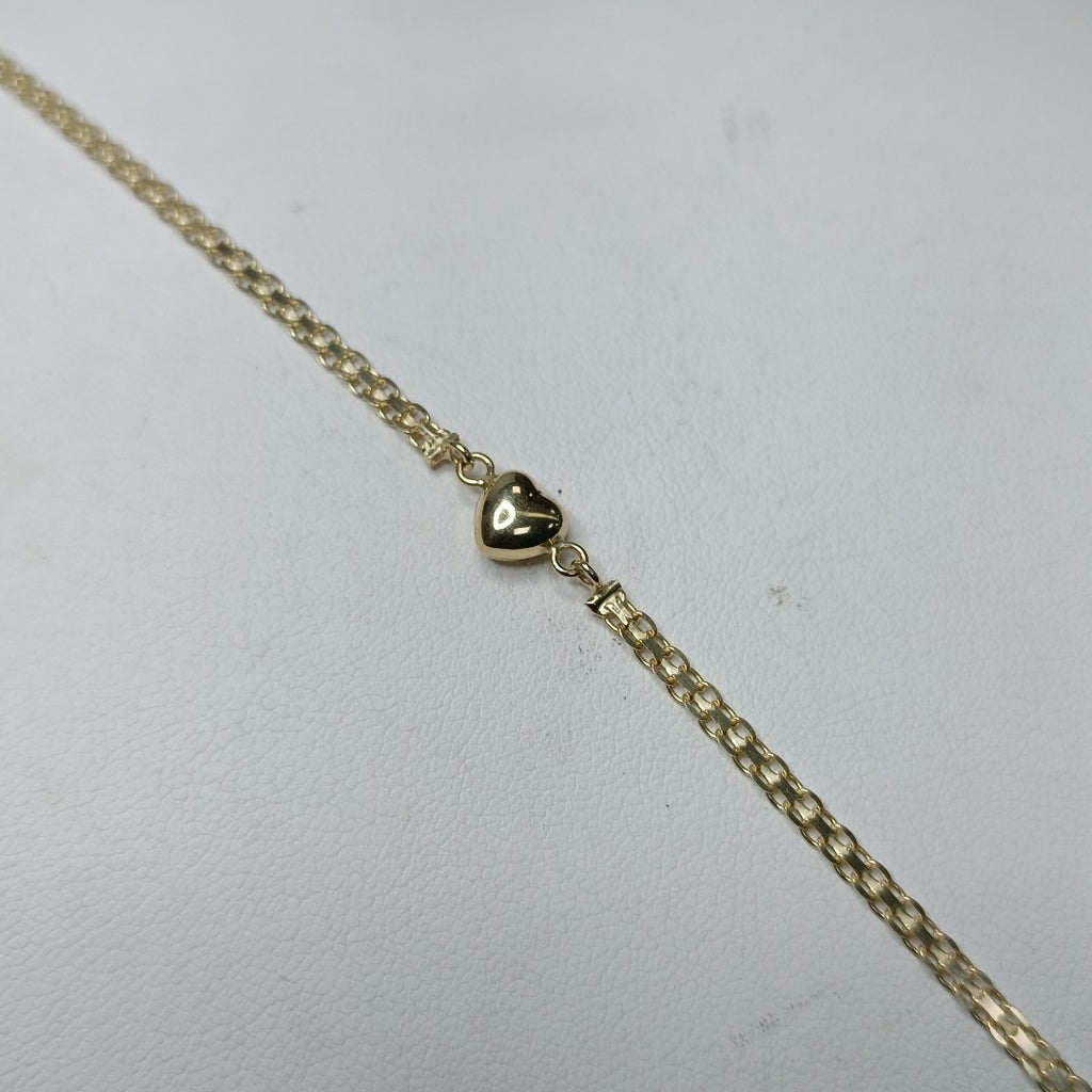 PULSERA ESPECIAL C CORAZON 14K 18 CM 2.7 GR (NUEVO)
