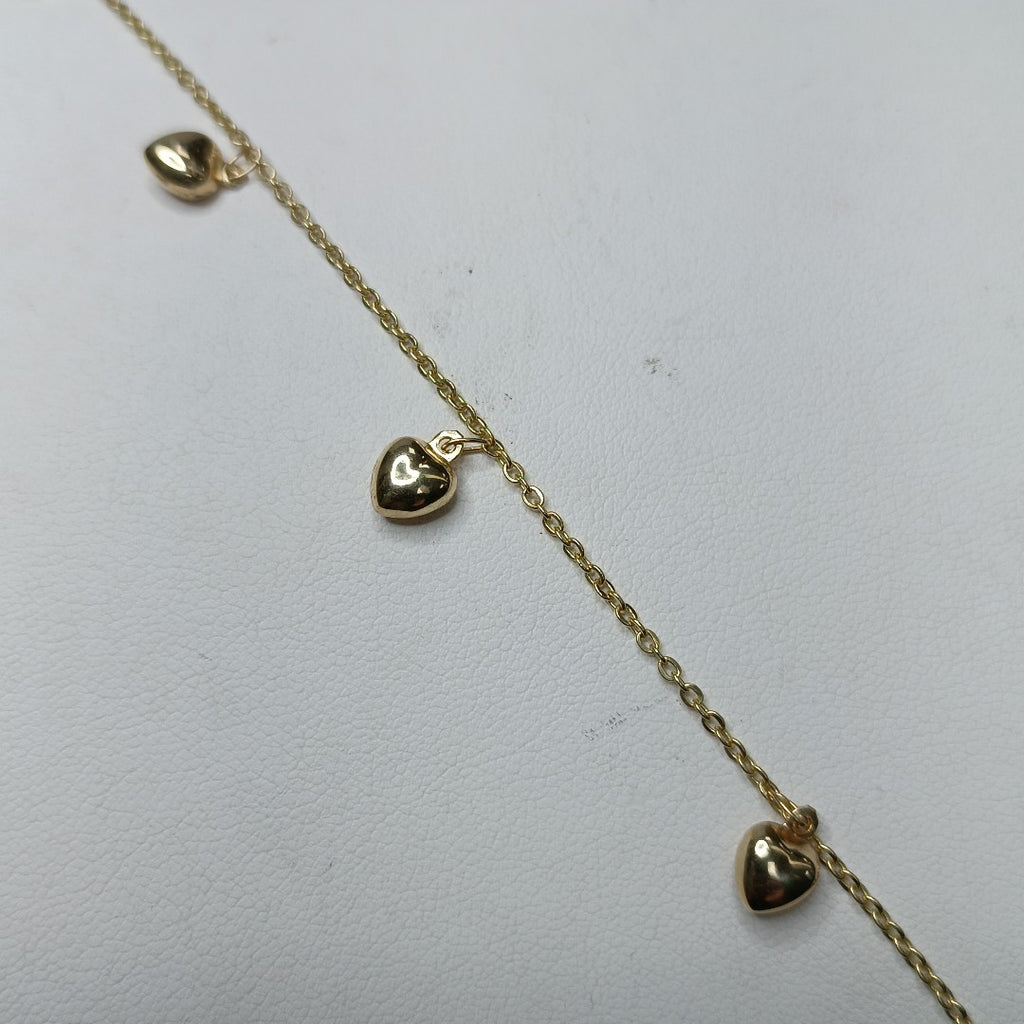 PULSERA ESP CON FIG CORAZONES 14K 18 CM 1.8 GR (NUEVO)