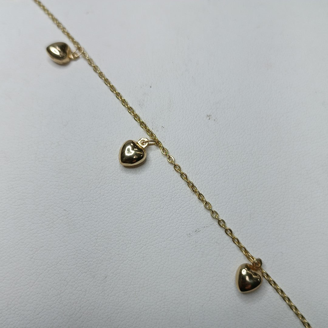 PULSERA ESP CON FIG CORAZONES 14K 18 CM 1.8 GR (NUEVO)