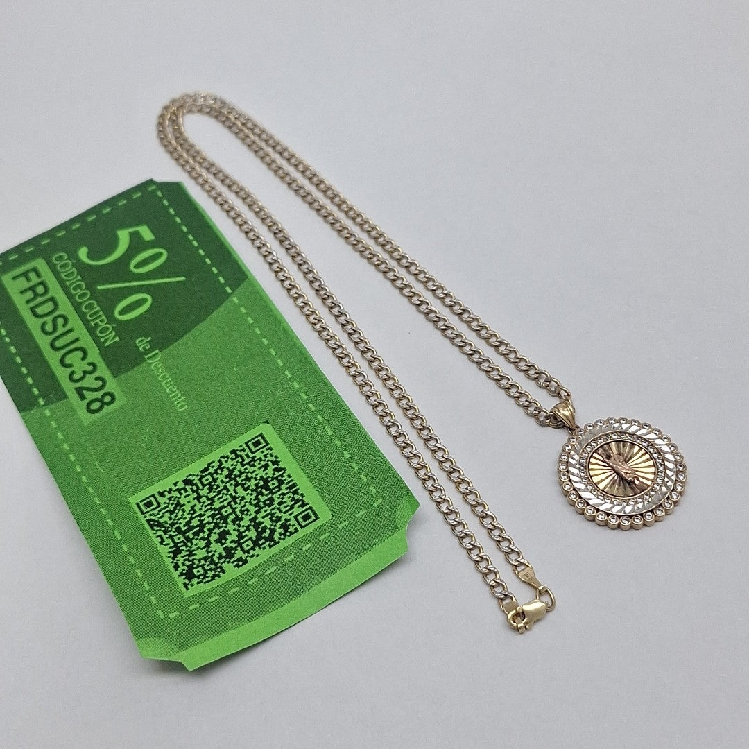 CADENA, MEDALLA RELIGIOSA ORO 14 K 11 GRMS (SEMINUEVO)