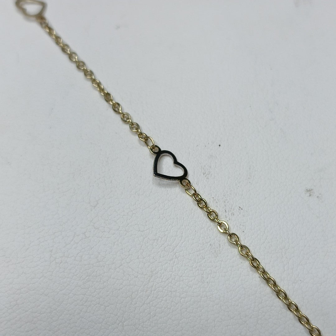 PULSERA ESPECIAL CON CORAZONES 14K 18 CM 1.2 GR (NUEVO)