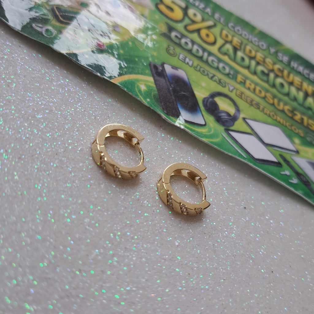 ARETES HUGGIES CON CIRCONIAS 14K 2.3 GR (NUEVO)