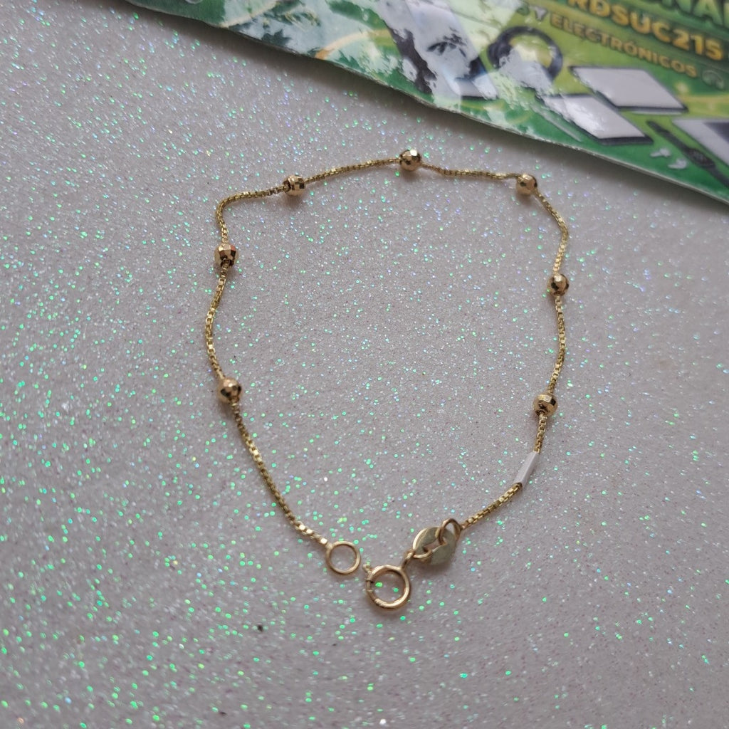 PULSERA ESPECIAL CON BOLITAS 14K 18 CM 1.4 GR (NUEVO)