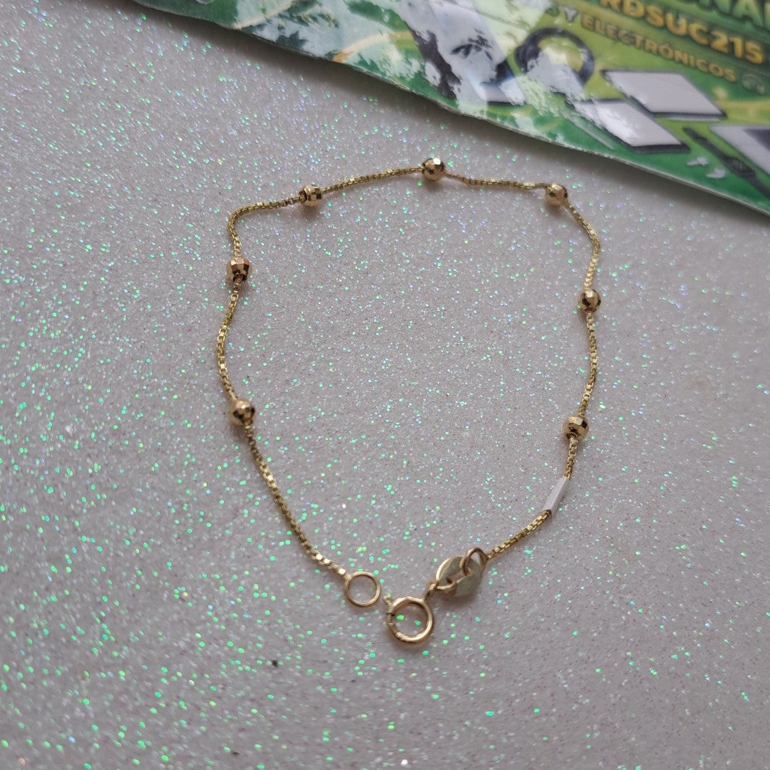 PULSERA ESPECIAL CON BOLITAS 14K 18 CM 1.4 GR (NUEVO)