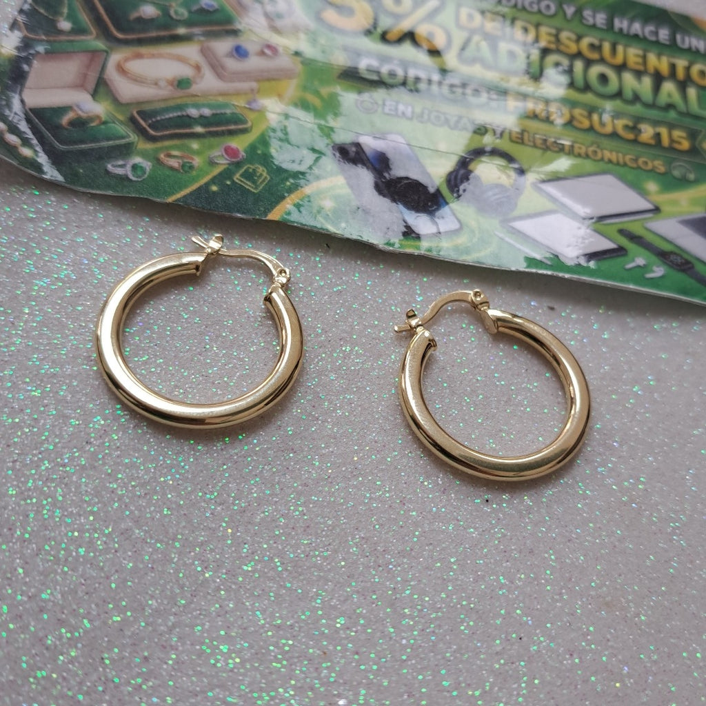 ARETES TEJIDO ARRACADA LISA 14K 2 GR (NUEVO)