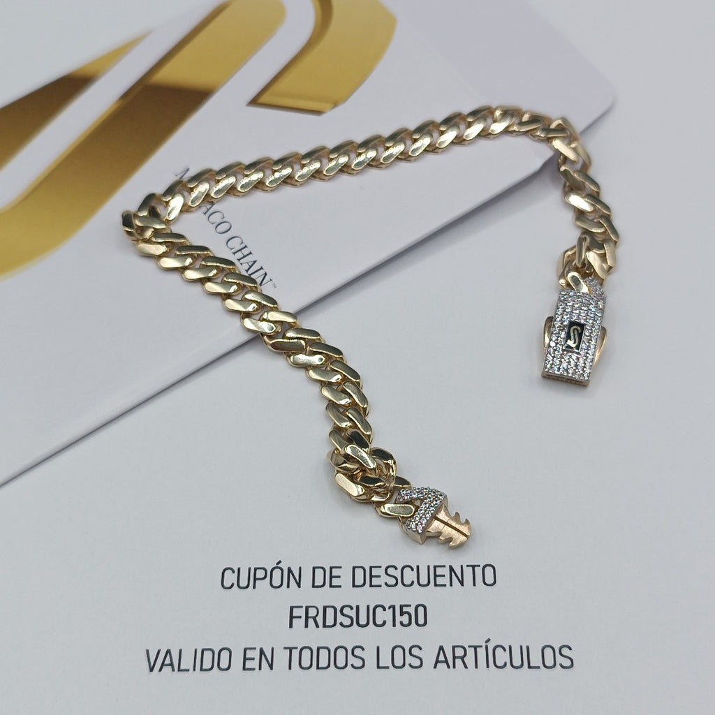 PULSERA CABALLERO MONACO ORO 10K 7.3 (NUEVO)