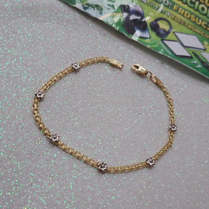 PULSERA ESPECIAL C FLORES 14K 18 CM 3 GR (NUEVO)