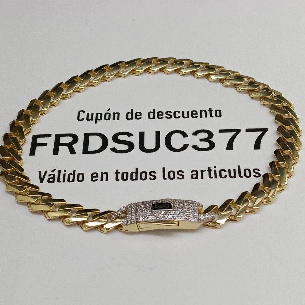 PULSERA CABALLERO MONACO ORO 10K 7.5 (NUEVO)