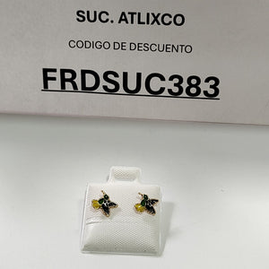 BROQUELES BROQUEL FIG COLIBRI ESMALTE VERDE 14K 0.2138 GR (NUEVO)