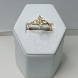 ANILLO ANILLITO FLOR C CIRCONIAS 14K 8 TALLA 2 GR (NUEVO)