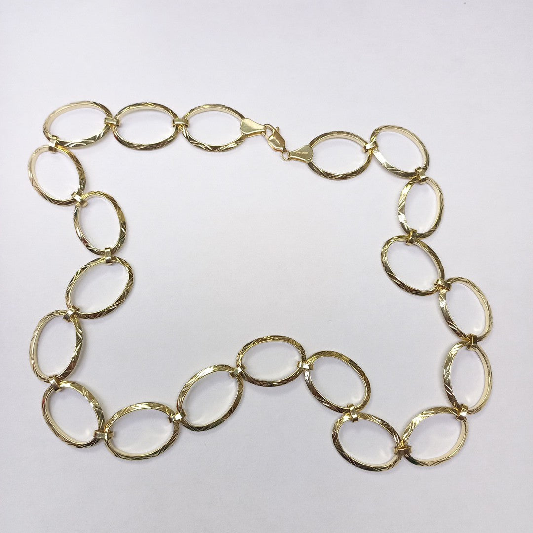 CADENA GARGANTILLA AROS OVALADOS 14K 55 CM 11.2 GR (NUEVO)