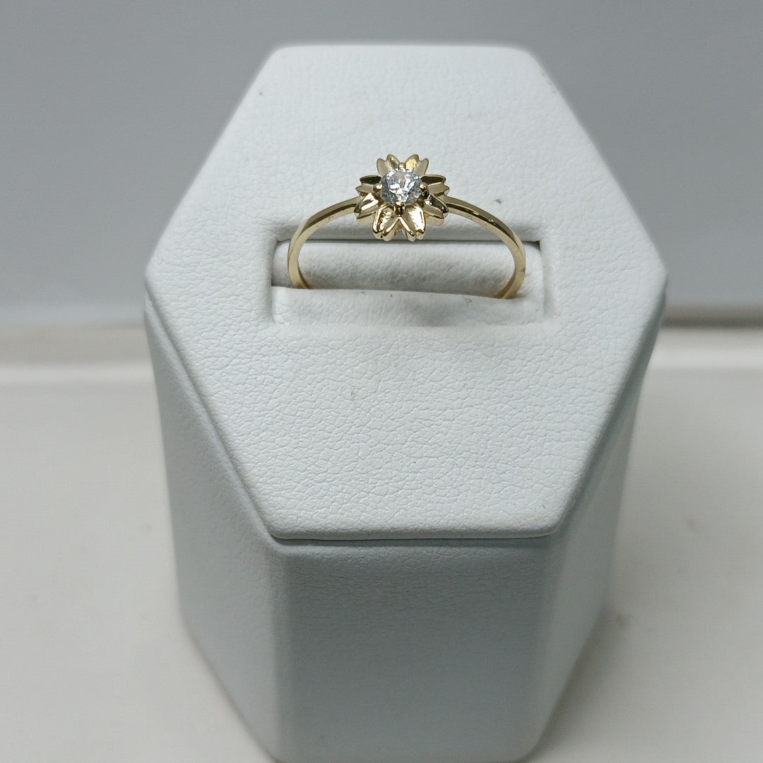 ANILLOS FLOR Y CIRCONIA 14K TALLA 8 1 GR (NUEVO)