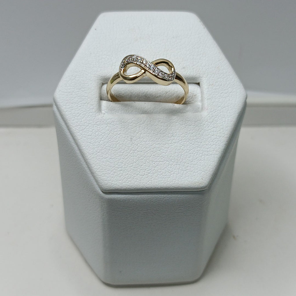 ANILLO ANILLITO FIG INFINITO C CIRCONIAS 14K 7 TALLA 1.5 GR (NUEVO)
