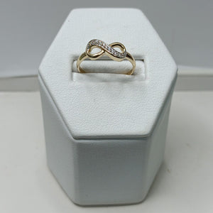 ANILLO ANILLITO FIG INFINITO C CIRCONIAS 14K 7 TALLA 1.5 GR (NUEVO)
