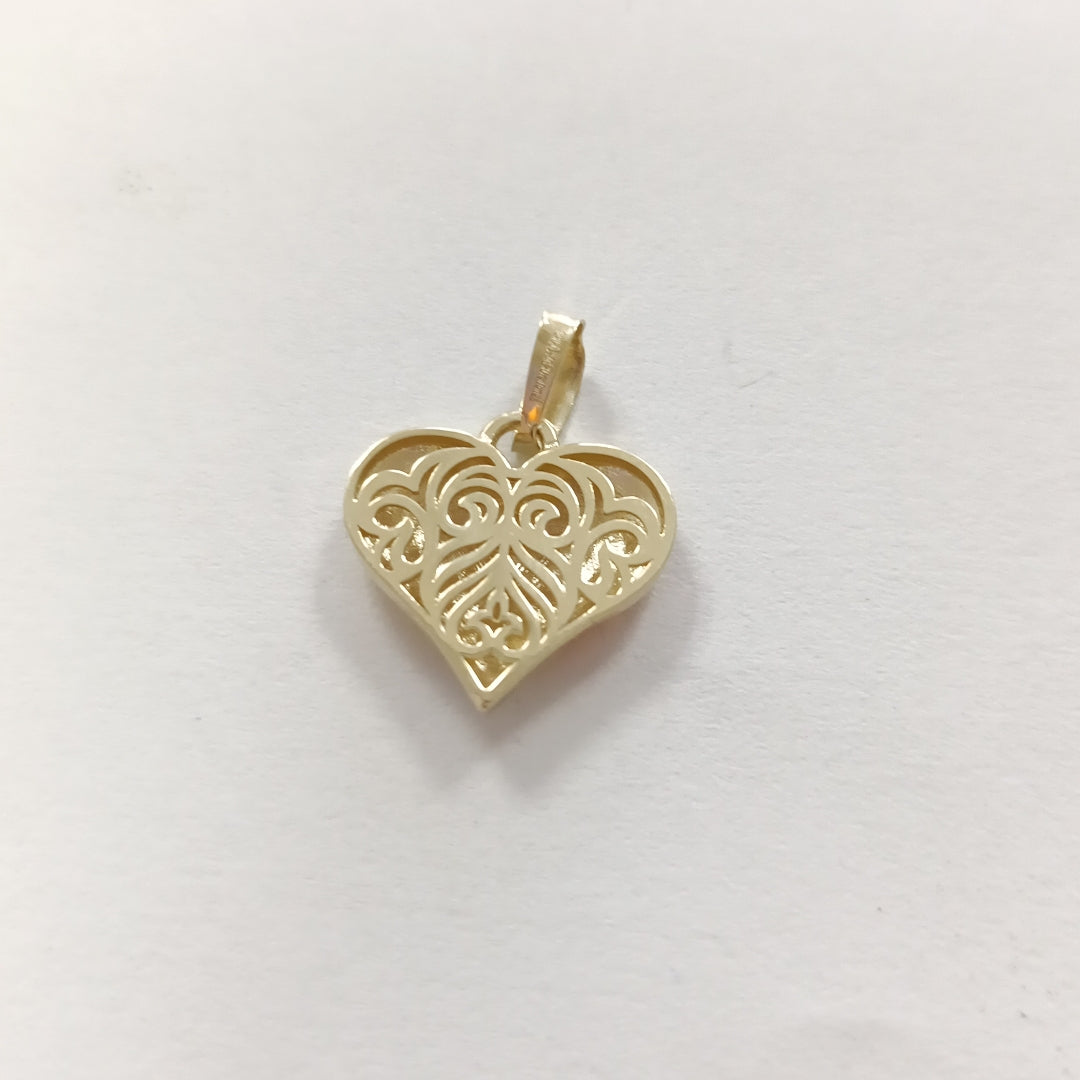 DIJE TEJIDO CORAZON LABRADO COMBINADO 14K 1.3 GR (NUEVO)