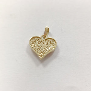 DIJE TEJIDO CORAZON LABRADO COMBINADO 14K 1.3 GR (NUEVO)
