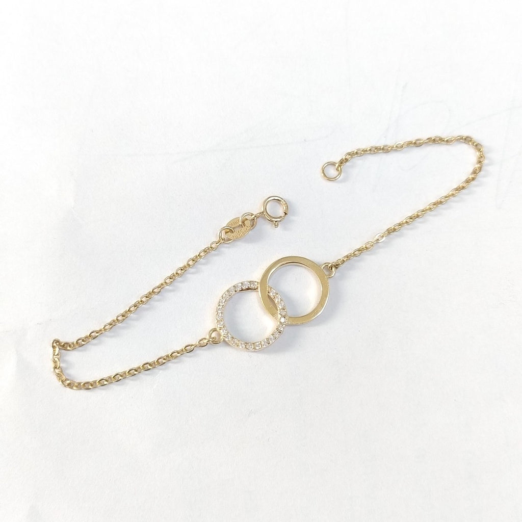 PULSERA TEJIDO ESPECIAL FIG AROS UNIDOS C CIRCS 14K 18 CM 2.1 GR (NUEVO)