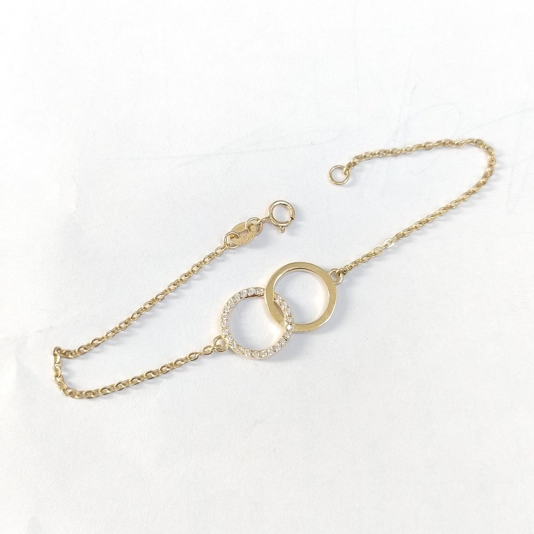 PULSERA TEJIDO ESPECIAL FIG AROS UNIDOS C CIRCS 14K 18 CM 2.1 GR (NUEVO)
