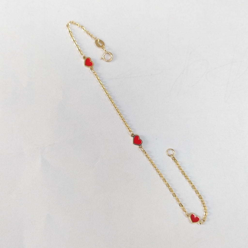 PULSERA ESPECIAL CON CORAZONES 14K 18 CM 1.3 GR (NUEVO)