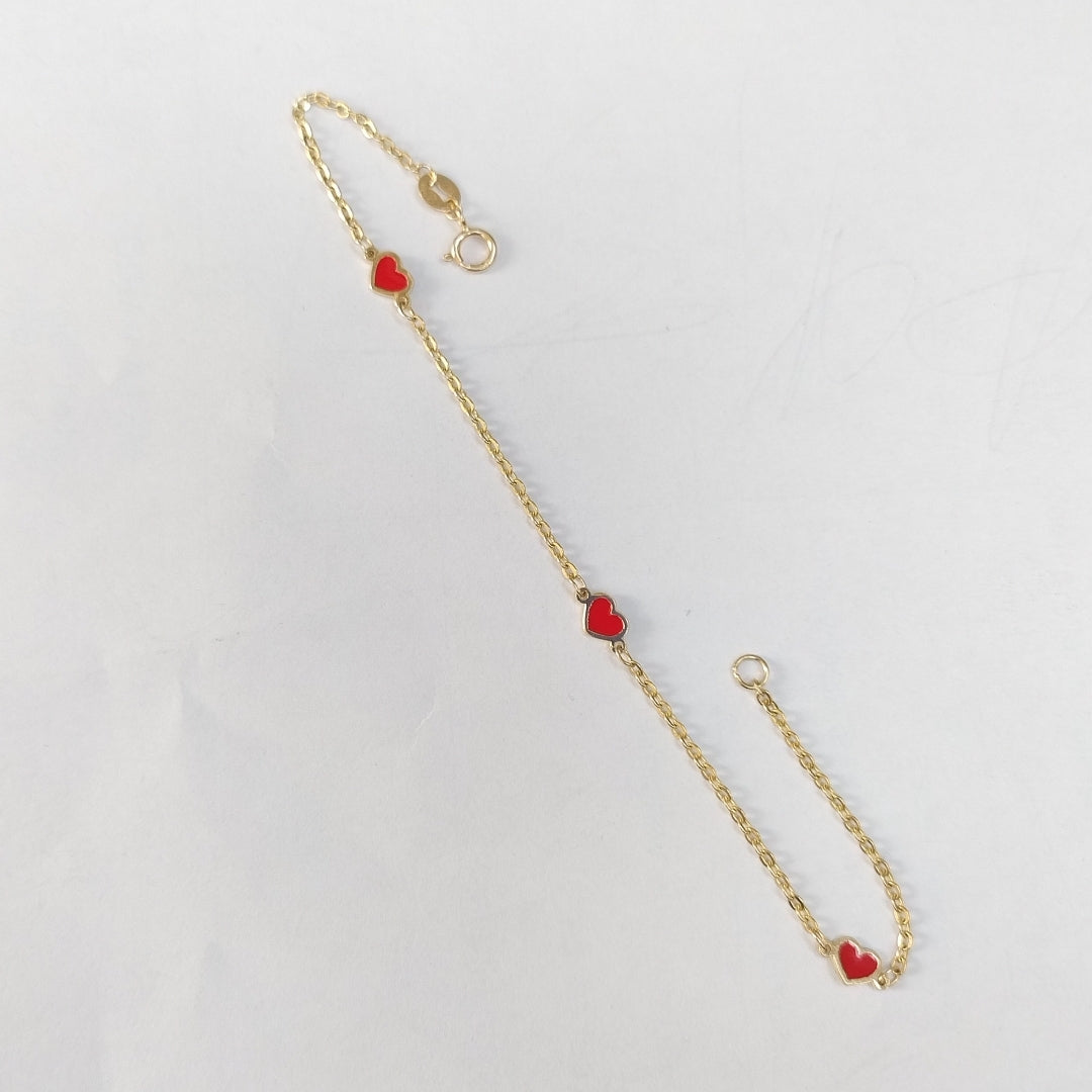 PULSERA ESPECIAL CON CORAZONES 14K 18 CM 1.3 GR (NUEVO)