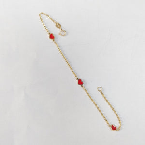PULSERA ESPECIAL CON CORAZONES 14K 18 CM 1.3 GR (NUEVO)
