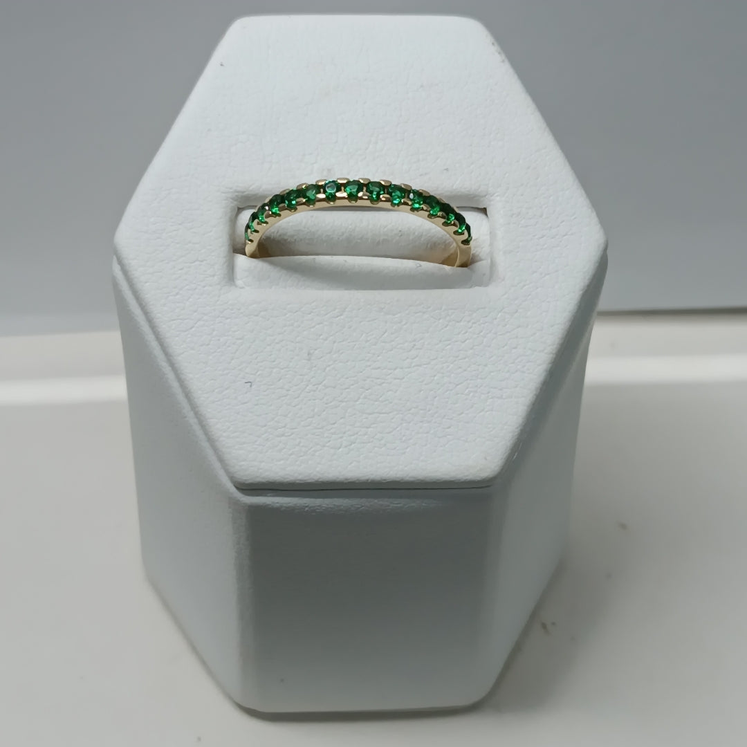 ANILLO ANILLITO MEDIA CHURUMBELA C PDRAS COLOR VERDE 14K 8 TALLA 1.6 GR (NUEVO)