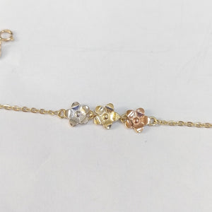 PULSERA TEJIDO ESPECIAL FIG FLORES 14K 18 CM 2.1 GR (NUEVO)
