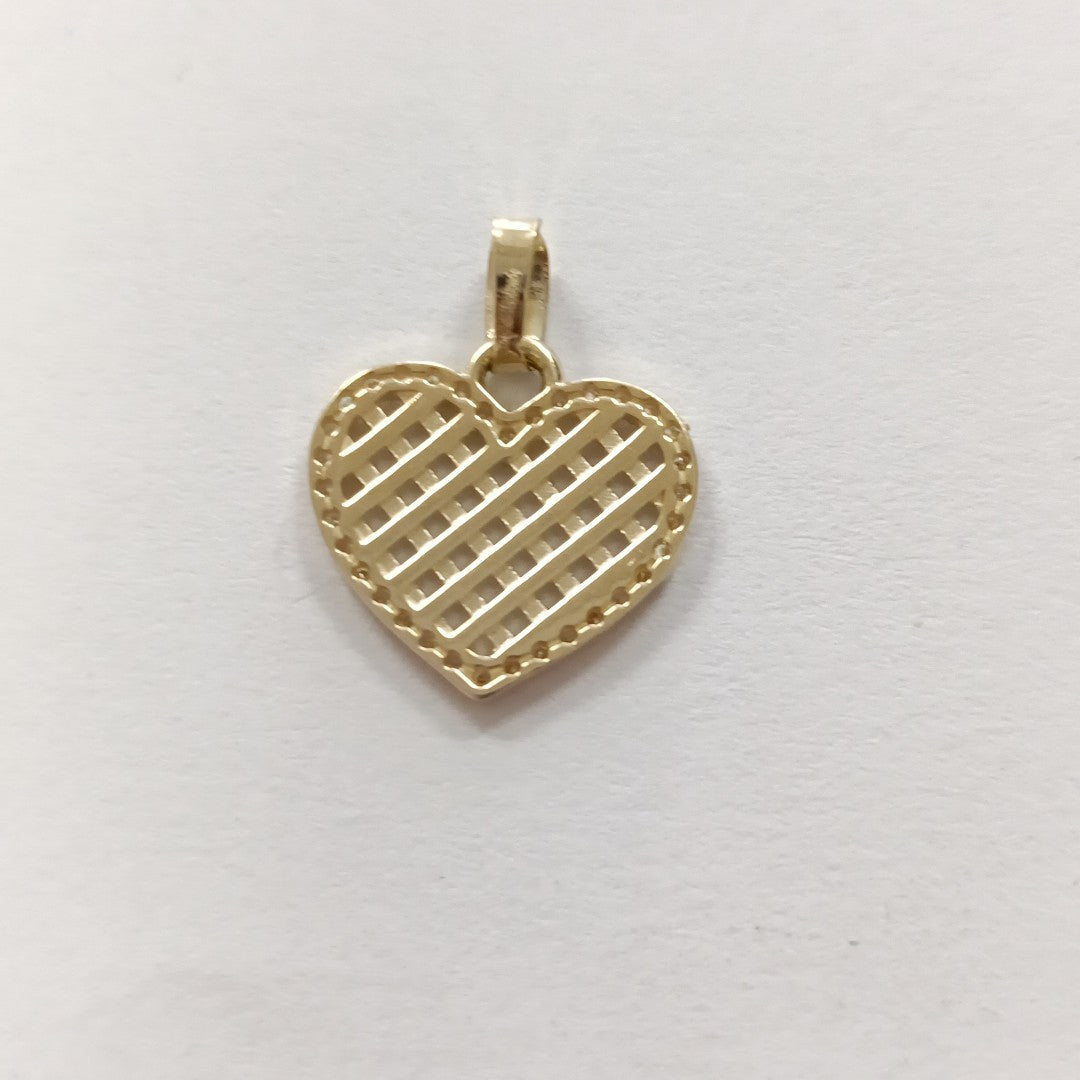 DIJE TEJIDO CORAZON CON CERCO DE CIRCONIAS 14K 1.2 GR (NUEVO)