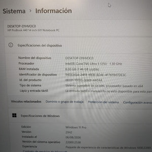 LAPTOP HP PROBOOK 440 G11 (2025) 512 GB SSD 8 GB RAM (SEMINUEVO)