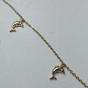 PULSERA ESPECIAL CON DIJES DELFINES 10K 18 CM 1.9 GR (NUEVO)