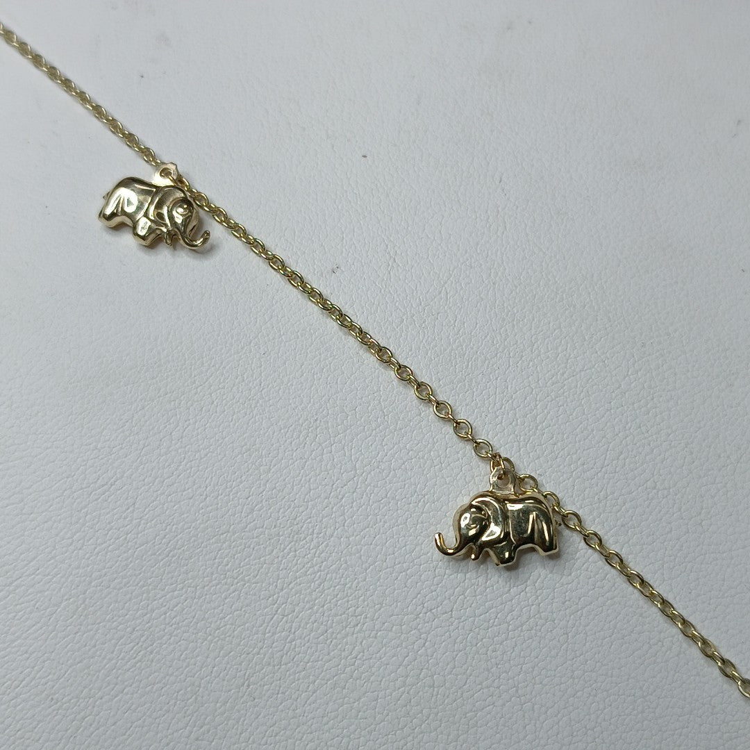 PULSERA ESPECIAL CON DIJES ELEFANTES 10K 18 CM 2.2 GR (NUEVO)