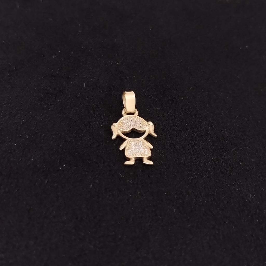 DIJE TEJIDO NIÑA CON CIRCONIAS 14K 0.8 GR (NUEVO)
