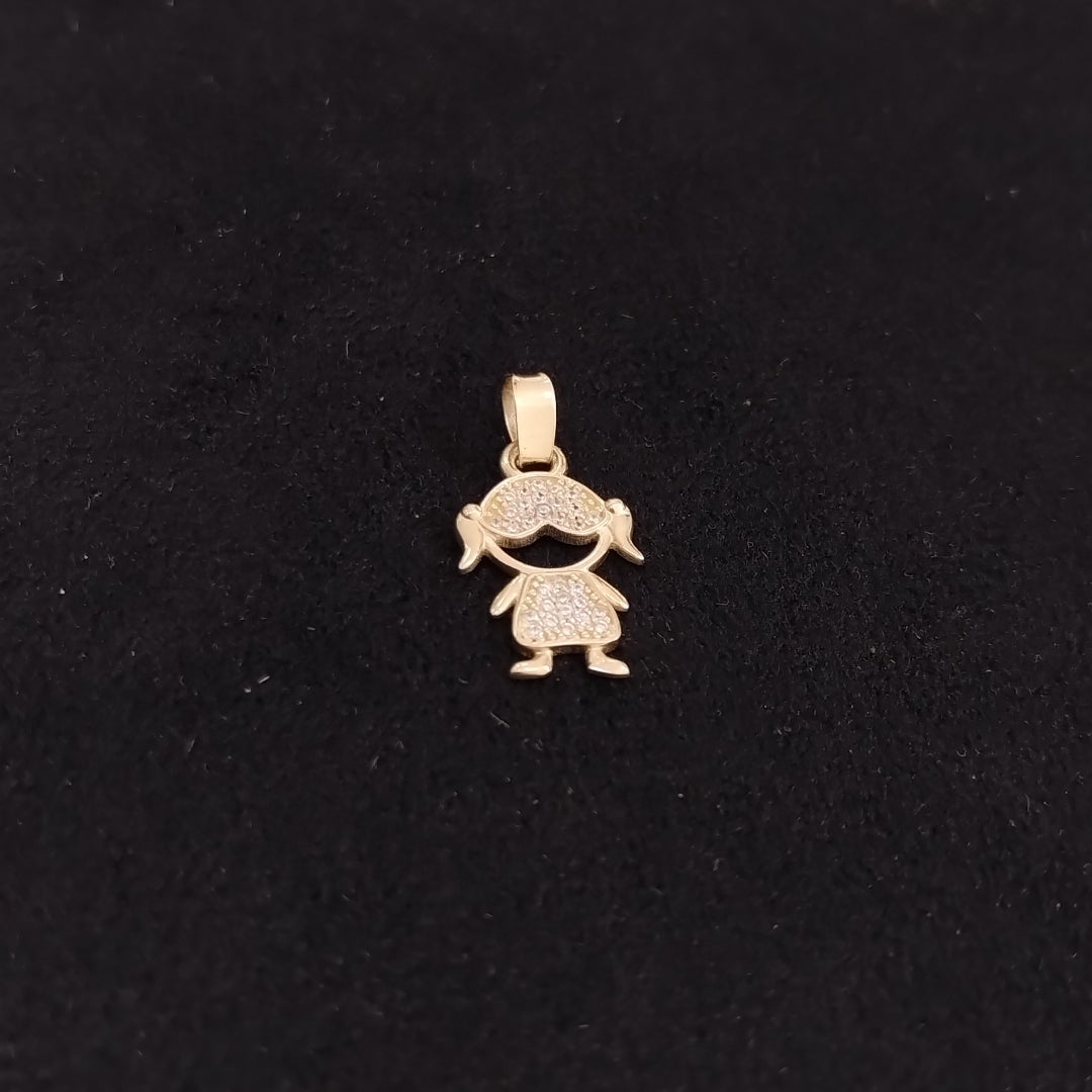 DIJE TEJIDO NIÑA CON CIRCONIAS 14K 0.8 GR (NUEVO)