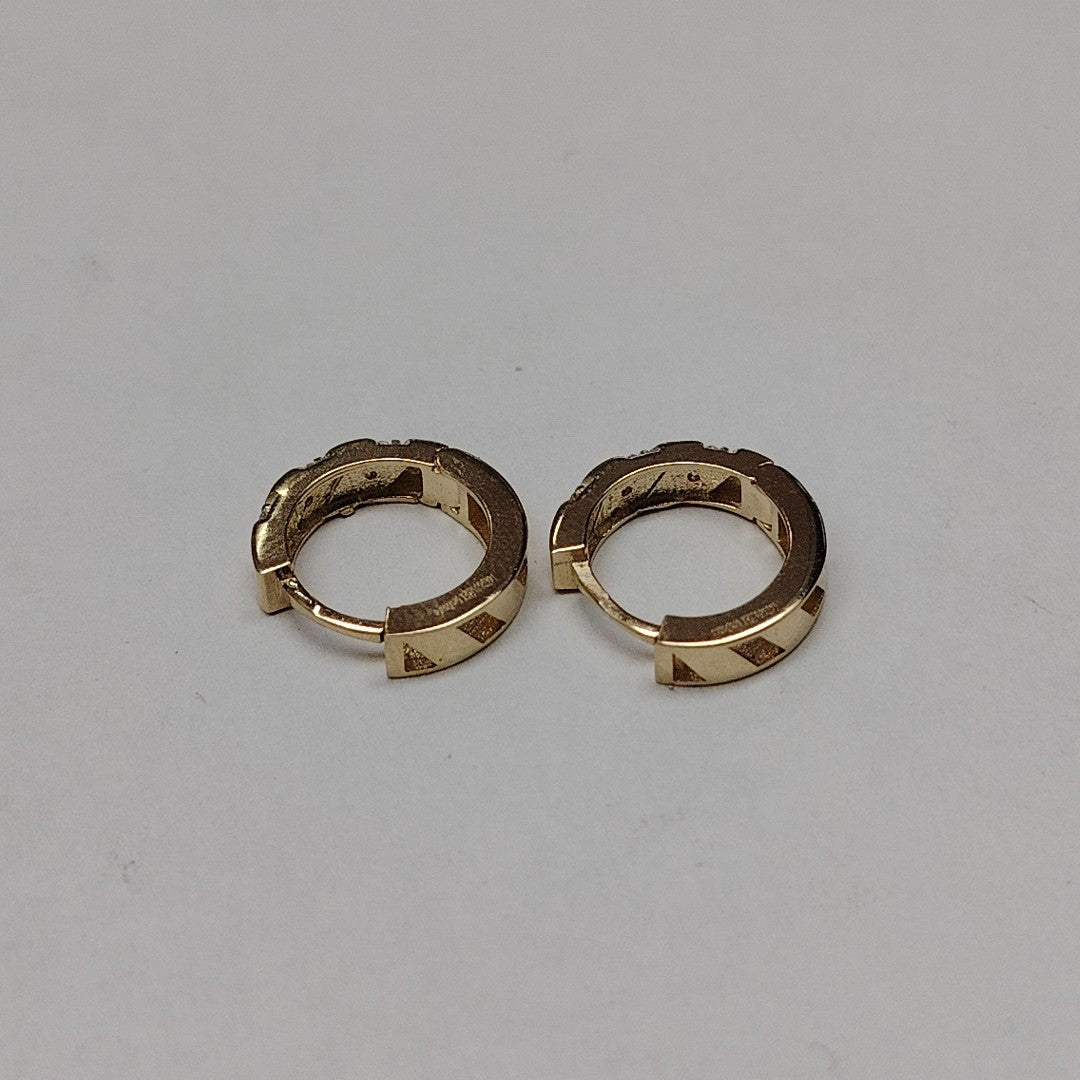 ARETES HUGGIES CON CIRCONIAS 14K 2.3 GR (NUEVO)