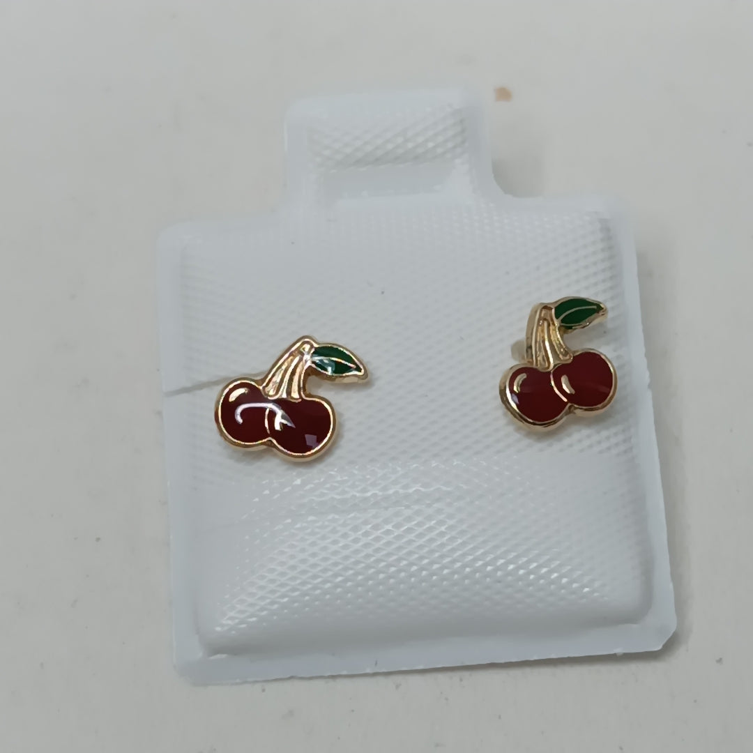 BROQUELES BROQUE FIG CEREZA C ESMALTE 14K 0.2203 GR (NUEVO)
