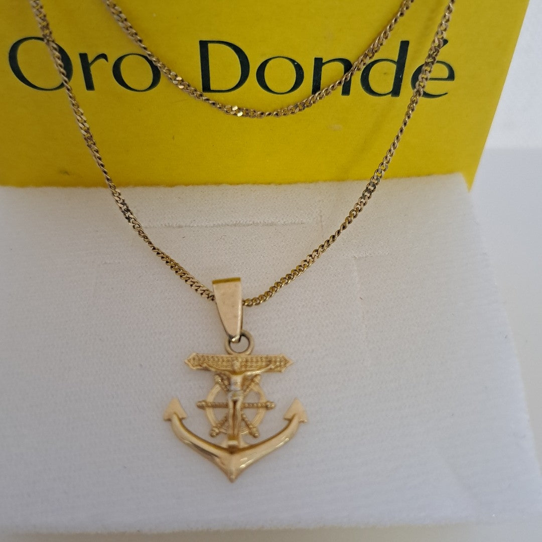 CADENA, CRISTO EN ANCLA ORO 10 K 4.2 GRMS (SEMINUEVO)