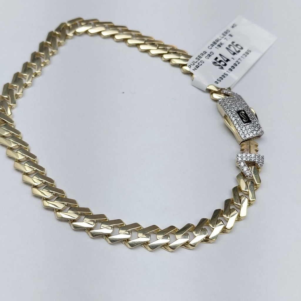 PULSERA CABALLERO MONACO ORO 10K 7.9 (NUEVO)