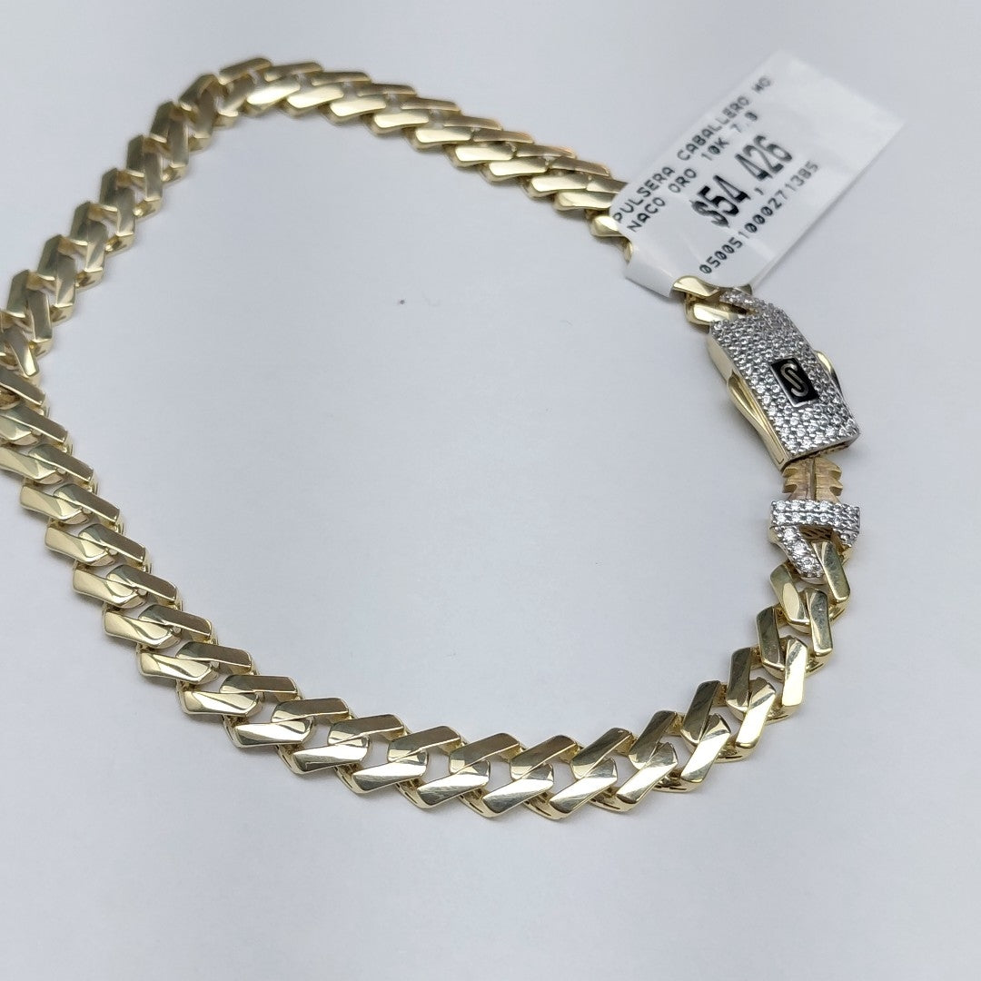 PULSERA CABALLERO MONACO ORO 10K 7.9 (NUEVO)
