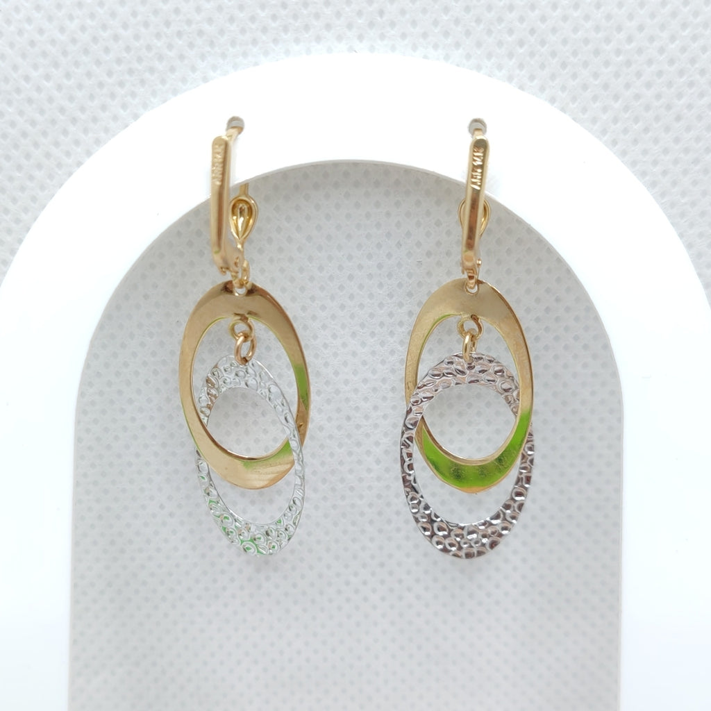 ARETES PAR ORO COMBINADO 14 K 2.9 GRMS (SEMINUEVO)
