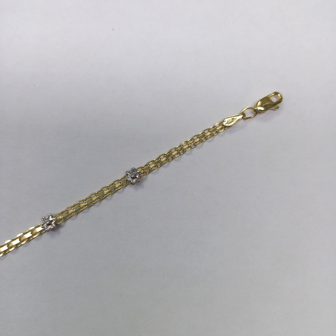 PULSERA ESPECIAL C FLORES 14K 18 CM 2.9 GR (NUEVO)