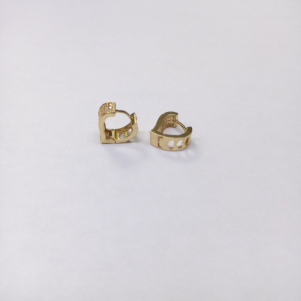 ARETES ARRACADAS CORAZON C CIRCONIAS 14K 2.1 GR (NUEVO)