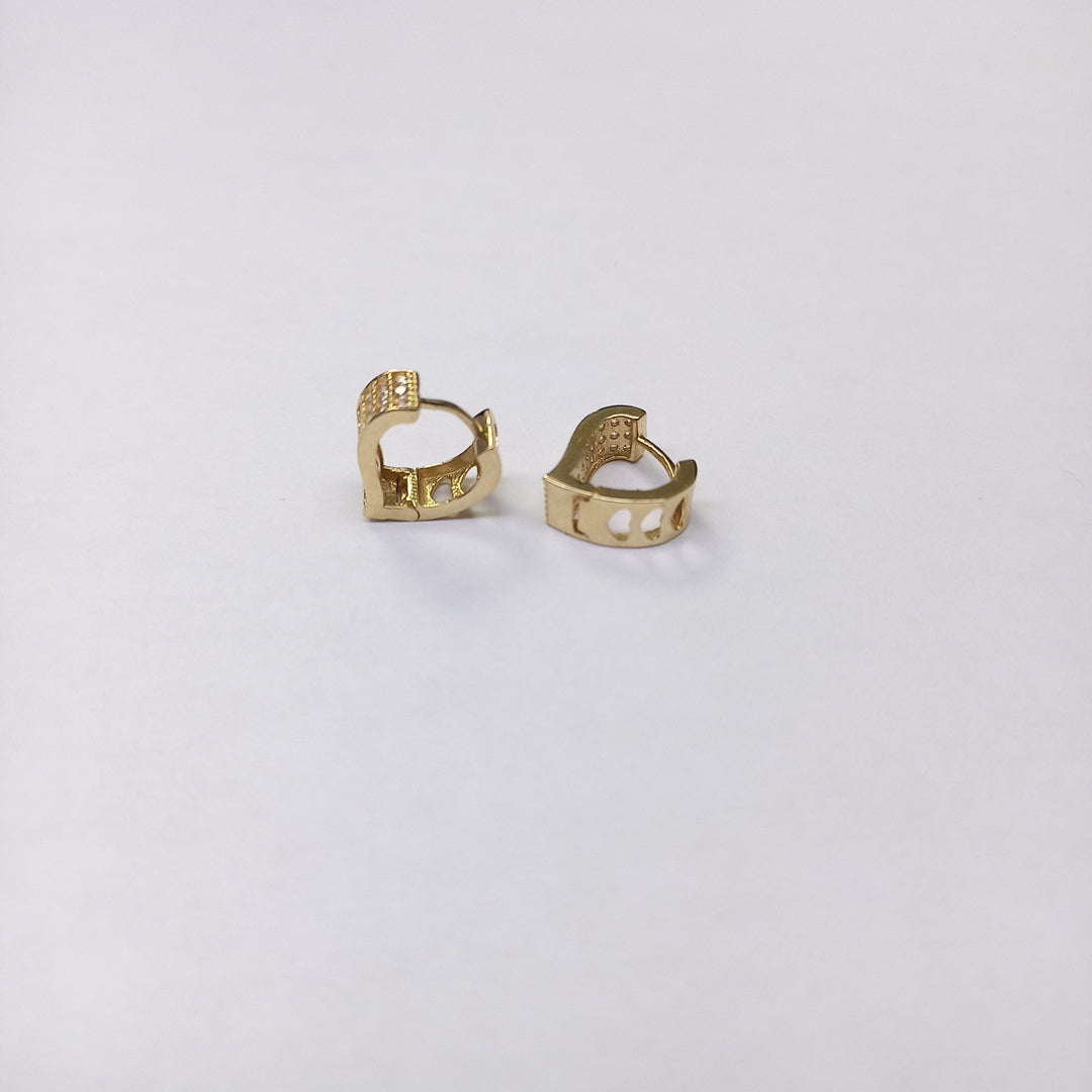 ARETES ARRACADAS CORAZON C CIRCONIAS 14K 2.1 GR (NUEVO)