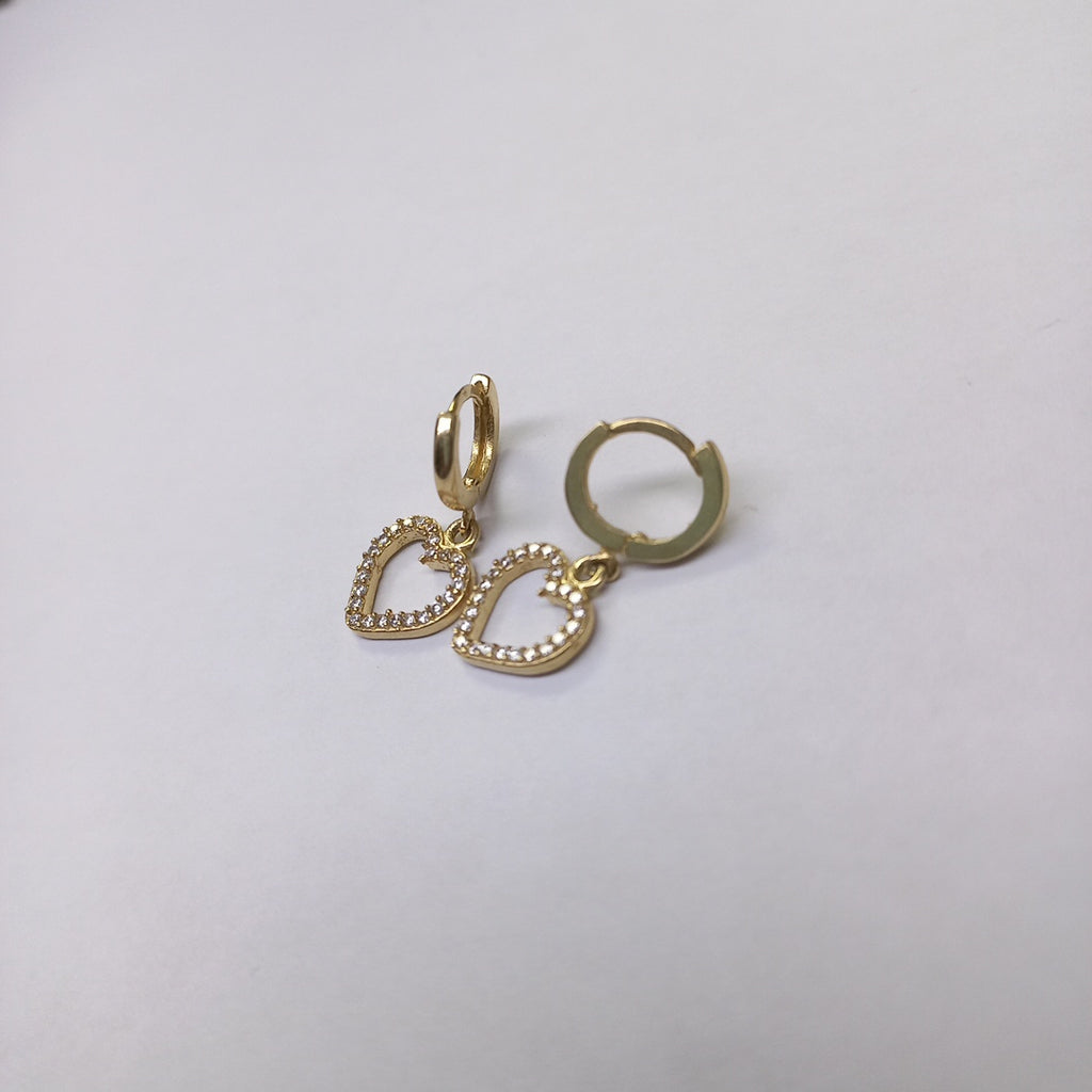 ARETES FIG CORAZON C CIRCONIAS 10K 2.6 GR (NUEVO)