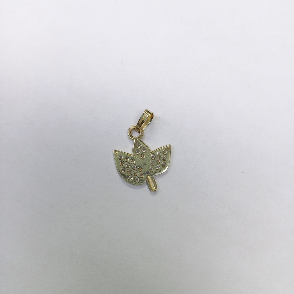 DIJE TEJIDO HOJAS CON CIRCONIAS 14K 0.9 GR (NUEVO)