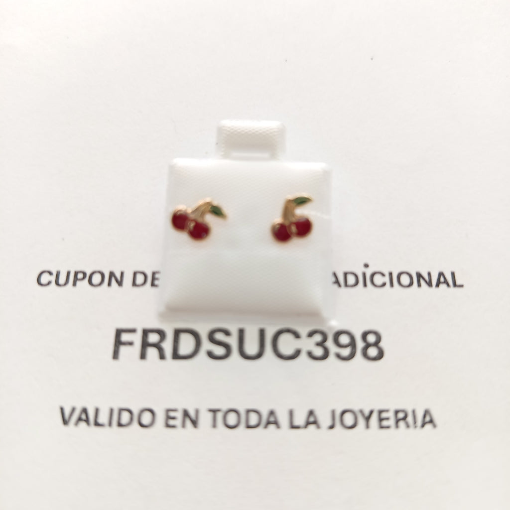 BROQUELES BROQUE FIG CEREZA C ESMALTE 14K 0.2203 GR (NUEVO)