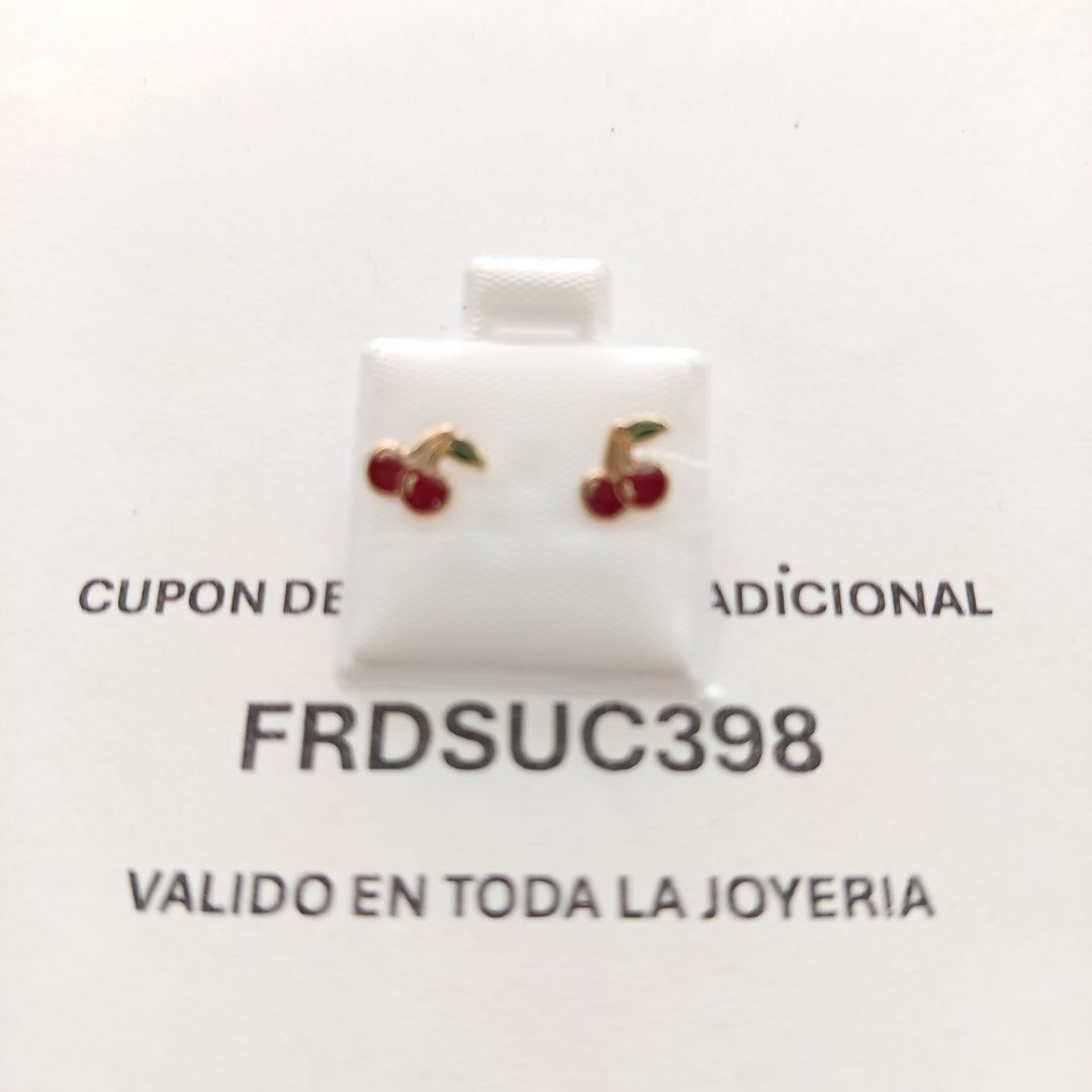 BROQUELES BROQUE FIG CEREZA C ESMALTE 14K 0.2203 GR (NUEVO)